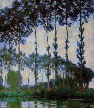 Bosque Painting - Álamos a orillas del río Epte Clima nublado Bosque de Claude Monet